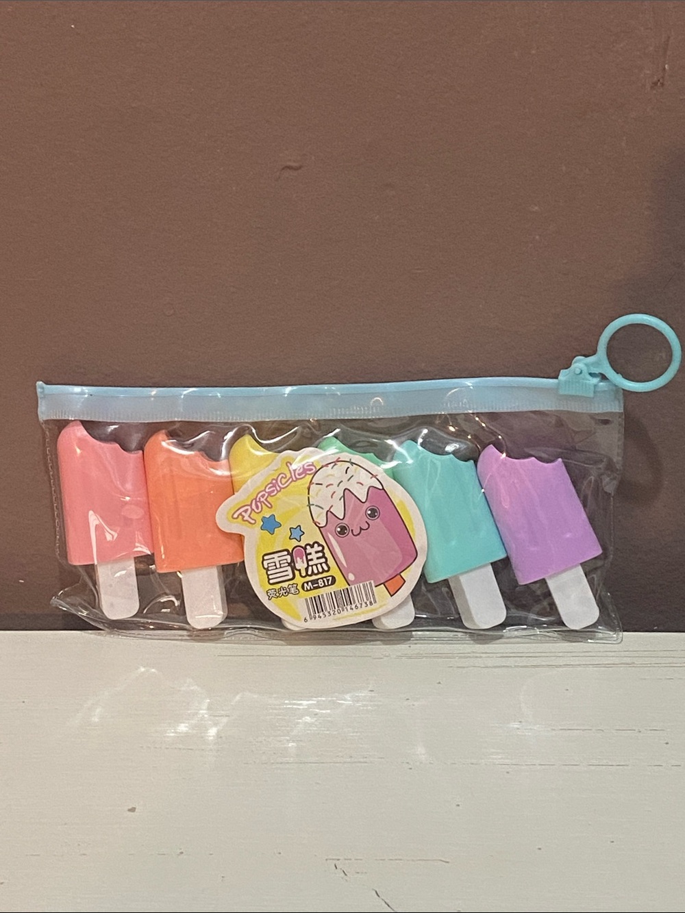 Pastel Popsicle Highlighter Set with Clear Zip Pouch